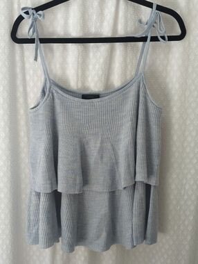 J. Crew Tiered Merino Wool Tank Top Baby Blue Size L